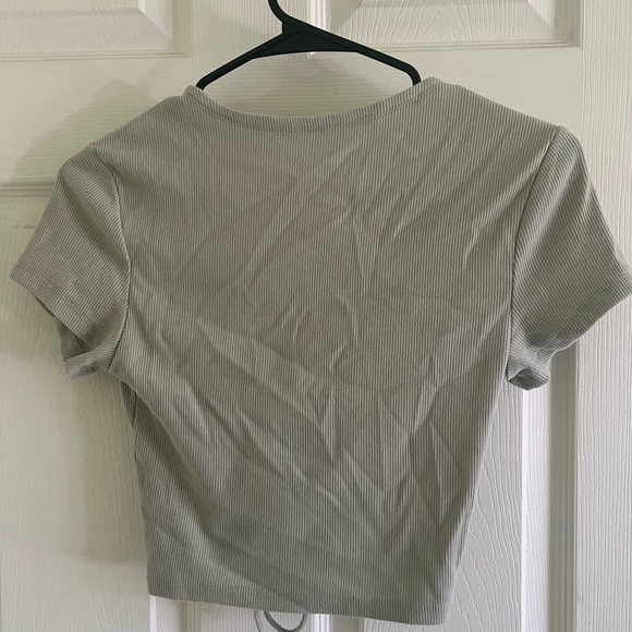 Abercrombie & Fitch Sage Green Cinched Crop Top Size S - Picture 2 of 3